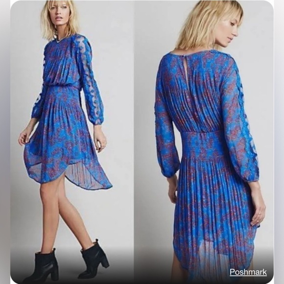 Free People Open Waters Charlotte Long Lace Sleeve Floral Dress small - Picture 10 of 16